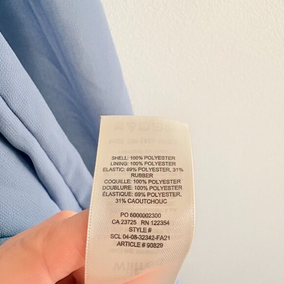 Aritzia Wilfred Tempest Mini Dress Smocked Chiffon Granite Blue Size Small - Picture 6 of 6